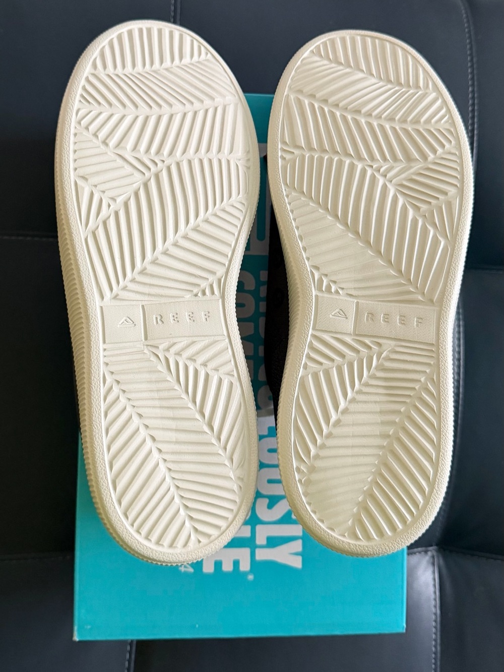 Reef Knit Low-Top Sneakers in Charcoal with White Laces and Tan Accents - Picture 7 of 7